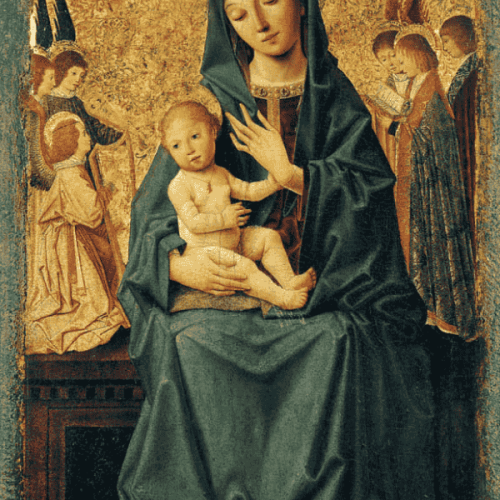 ATTRIBUITO A ZANETTO BUGATTO (SEC.XV) Madonna Cagnola. Madonna col Bambino e angeli (CAT.N.29)