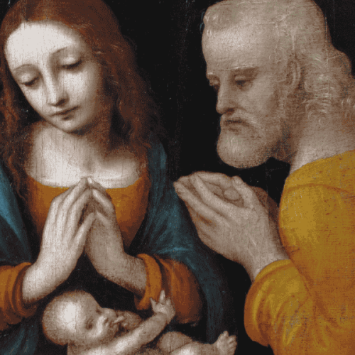 GIOVANNI PIETRO RIZZOLI DETTO IL GIANPIETRINO (FINE SEC.XV) SACRA FAMIGLIA (CAT.N.49)